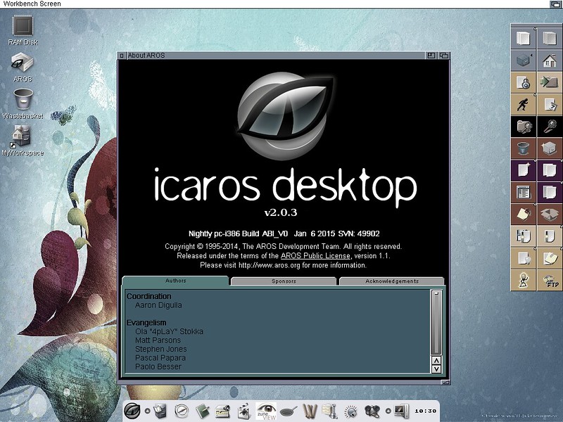 AROS / icaros desktop running on ThinkPad X201s