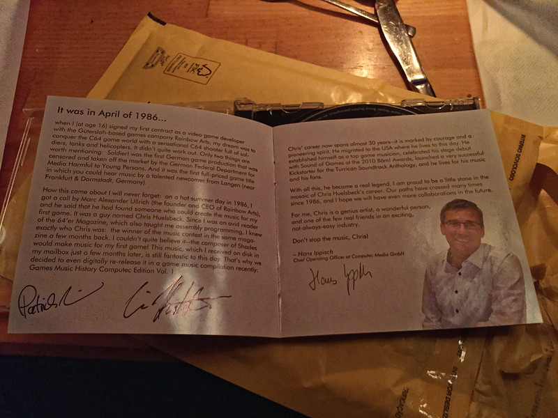 "The Piano Collection" CD booklet signed by Chris Huelsbeck